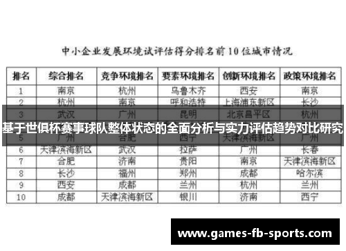 基于世俱杯赛事球队整体状态的全面分析与实力评估趋势对比研究